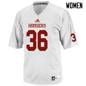 Women Indiana Hoosiers #36 Drew Conrad White Football Jerseys 556868-360