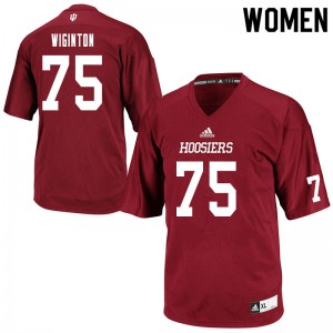 Women Indiana Hoosiers #75 Luke Wiginton Crimson NCAA Jersey 582322-654