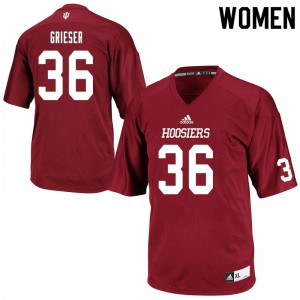 Womens Indiana #36 Nicholas Grieser Crimson Football Jerseys 531576-586