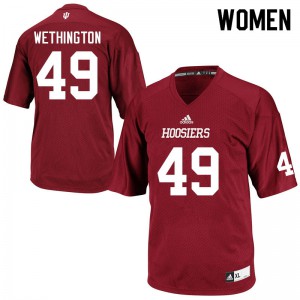 Women's Indiana University #49 Brett Wethington Crimson Official Jersey 794154-728