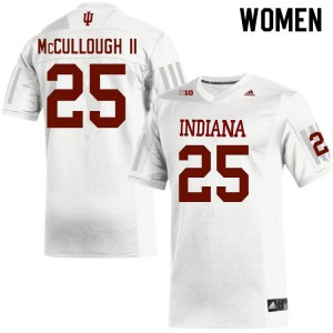 Women Indiana Hoosiers #25 Deland McCullough II White Stitch Jerseys 107392-691