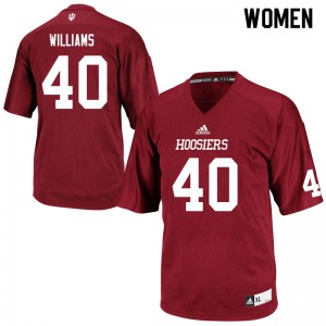 Women's Indiana Hoosiers #40 Cameron Williams Crimson Football Jersey 415520-810