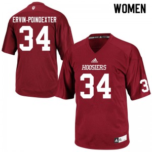 Women Indiana Hoosiers #34 Davion Ervin-Poindexter Crimson College Jersey 396122-794
