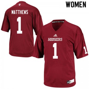 Women's Indiana #1 Devon Matthews Crimson Stitched Jerseys 809009-507