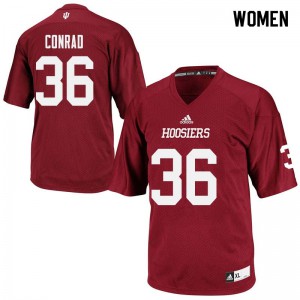Women's Indiana #36 Drew Conrad Crimson High School Jerseys 689391-686