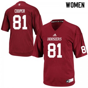 Women Indiana Hoosiers #81 Gary Cooper Crimson Stitch Jerseys 142982-475