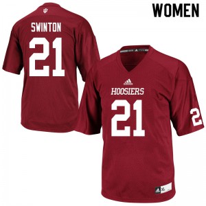 Womens Indiana Hoosiers #21 Javon Swinton Crimson Football Jerseys 244420-577