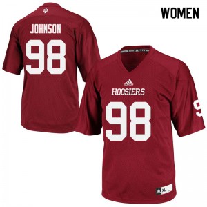 Womens Indiana Hoosiers #98 Jerome Johnson Crimson Football Jersey 927848-383