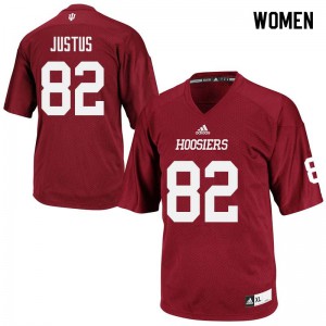 Women Indiana Hoosiers #82 Logan Justus Crimson Football Jersey 533101-706