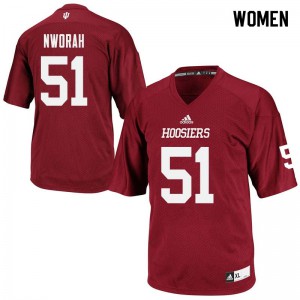 Women's Indiana University #51 Mackenzie Nworah Crimson Football Jerseys 159380-125