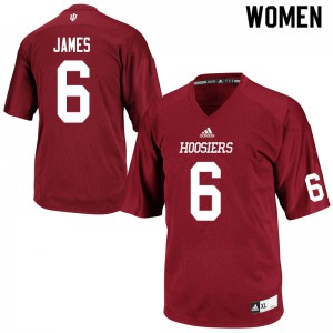 Womens Indiana Hoosiers #6 Sampson James Crimson Embroidery Jersey 142841-384