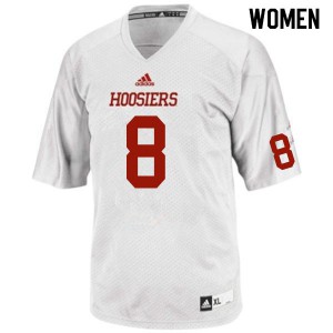 Women Hoosiers #8 Stevie Scott III White NCAA Jersey 239016-892