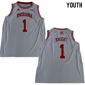 Youth Indiana University #1 Bob Knight White Embroidery Jersey 573542-167