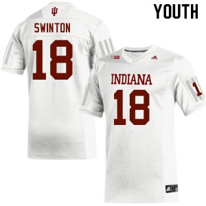 Youth Hoosiers #18 Javon Swinton White Football Jerseys 242258-910