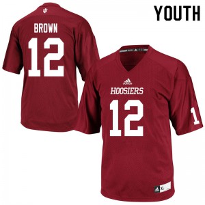 Youth Indiana #12 Da'Shaun Brown Crimson Embroidery Jersey 354651-787