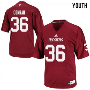 Youth Hoosiers #36 Drew Conrad Crimson Official Jerseys 674213-444