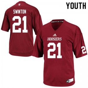 Youth Indiana #21 Javon Swinton Crimson Official Jerseys 831203-176