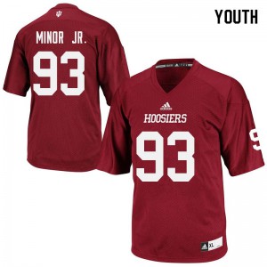 Youth Indiana Hoosiers #93 LeShaun Minor Jr. Crimson Embroidery Jerseys 253378-248