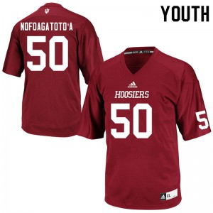 Youth Hoosiers #50 Sio Nofoagatoto'a Crimson Embroidery Jersey 667262-334